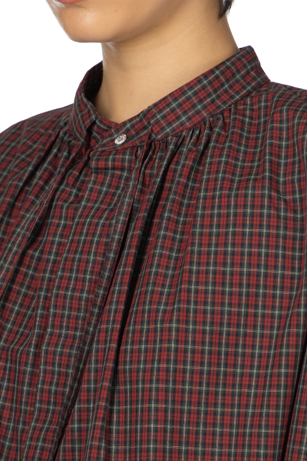 Manon - Tuck Sleeve Check Ribbon Blouse